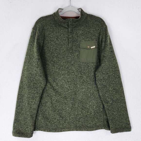 Woolrich Sweater Mens XL Green Quarter Snap Neck Fleece Pullover Casual Outdoor - Picture 1 of 11